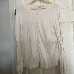 LOFT Women's Ivory Button-Up Cardigan XL